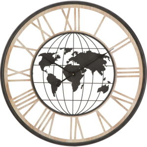 Černé nástěnné hodiny Mauro Ferretti World, ø 70 cm