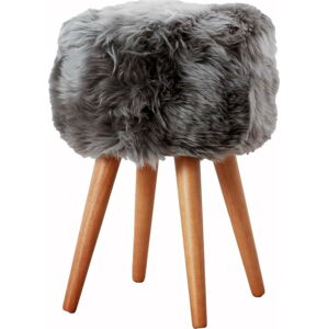 Stolička se šedým sedákem z ovčí kožešiny Native Natural, ⌀ 30 cm