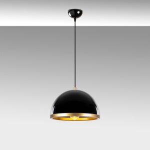 Závěsné svítidlo v černé a zlaté barvě s kovovým stínidlem ø 30 cm Ferenci – Opviq lights