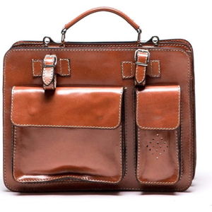 Hnědá kožená kabelka Luisa Vannini, 17 x 28 cm