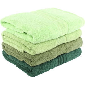 Sada 4 zelených bavlněných ručníků Rainbow, 50 x 90 cm