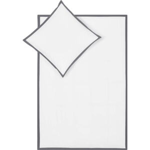 Bílo-šedé povlečení na jednolůžko z bavlněného perkálu Westwing Collection Joanna, 135 x 200 cm