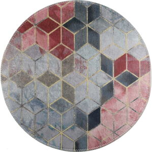 Růžovo-světle šedý pratelný kulatý koberec ø 120 cm – Vitaus