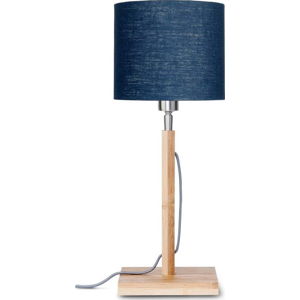 Stolní lampa s modrým stínidlem a konstrukcí z bambusu Good&Mojo Fuji