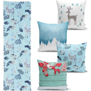 Sada 4 vánočních povlaků na polštář a běhounu na stůl Minimalist Cushion Covers Winter Wonderland