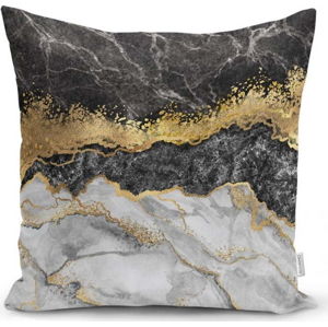 Povlak na polštář Minimalist Cushion Covers BW Marble With Golden Lines, 45 x 45 cm