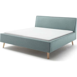 Modrá čalouněná dvoulůžková postel s úložným prostorem s roštem 160x200 cm Frieda – Meise Möbel