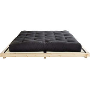 Dvoulůžková postel z borovicového dřeva s matrací a tatami Karup Design Dock Comfort Mat Natural Clear/Black, 180 x 200 cm