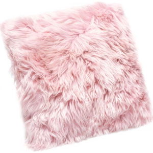 Růžový polštář z ovčí kožešiny Royal Dream Sheepskin, 45 x 45 cm