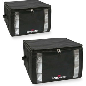 Sada 2 černých úložných boxů s vakuovým obalem Compactor Black Edition Medium, 40 x 25 cm