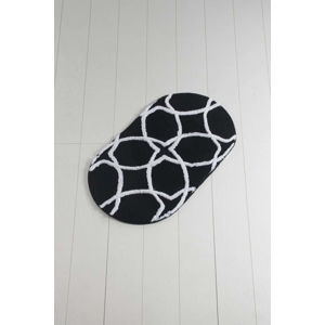 Černo-bílá koupelnová předložka Waves Hexagon, 100 x 60 cm