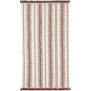Béžovo-červený ručně tkaný bavlněný koberec Westwing Collection Rita, 70 x 140 cm