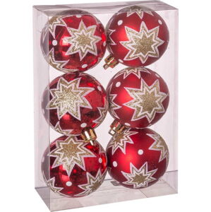 Sada 6 vánočních ozdob v červeno-zlaté barvě Unimasa Estrellas, ø 5 cm
