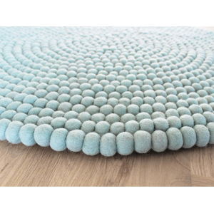 Pastelově modrý kuličkový vlněný koberec Wooldot Ball Rugs, ⌀ 140 cm