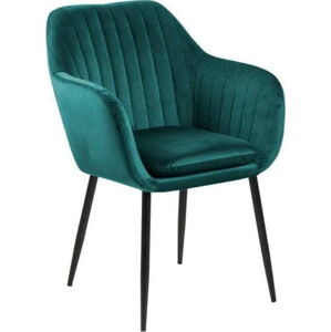 Zelená jídelní židle s kovovým podnožím Bonami Essentials Emilia