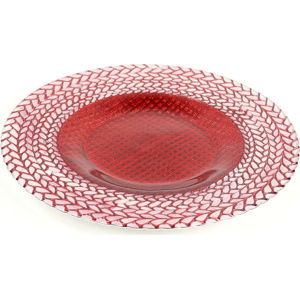 Červený skleněný talíř Unimasa Festive, ø 33 cm