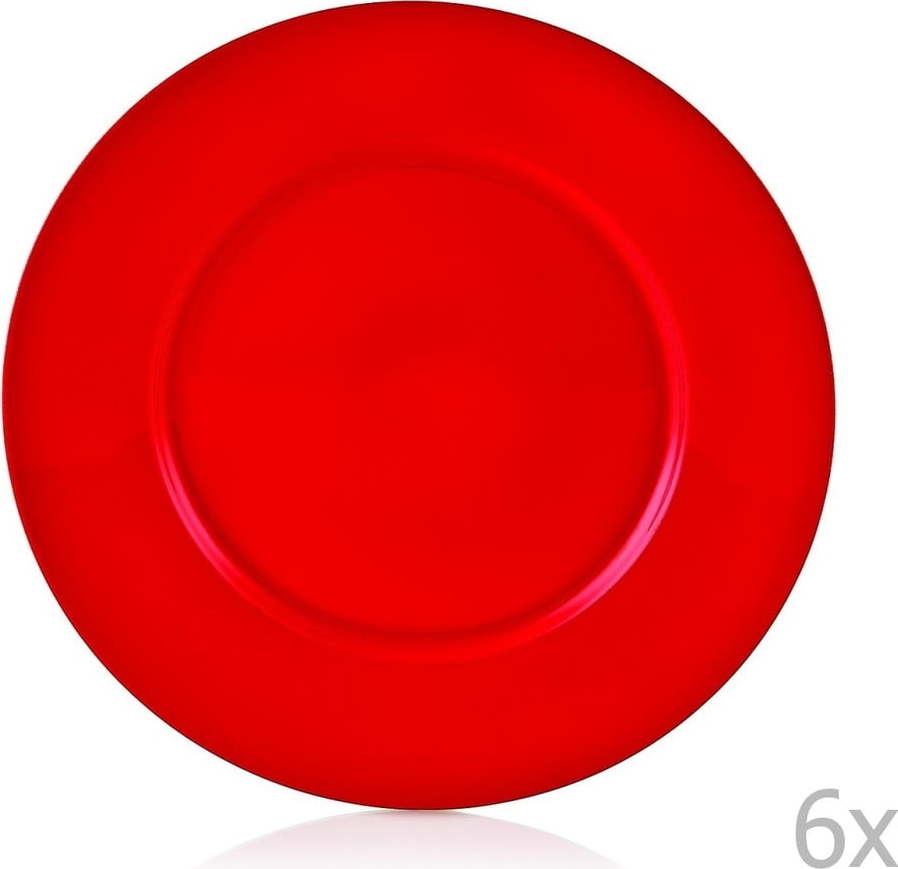 Sada 6 červených porcelánových talířů Efrasia