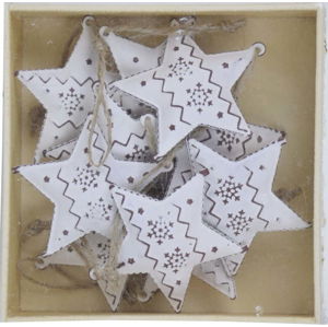 Sada 10 bílých vánočních ozdob z kovu ve tvaru hvězdy Ego Dekor Christmas Box