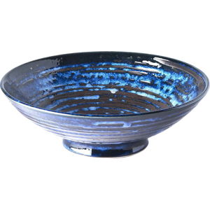 Modrá keramická servírovací mísa MIJ Copper Swirl, ø 25 cm