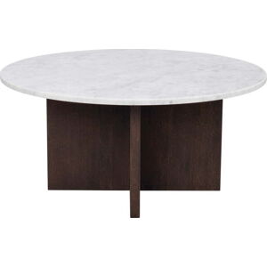 Bílo-hnědý mramorový kulatý konferenční stolek 90x90 cm Brooksville - Rowico