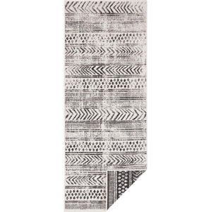 Černo-krémový venkovní koberec Bougari Biri, 80 x 350 cm