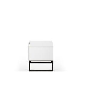 Bílý noční stolek s černými nohami TemaHome Mara, 50 x 51 cm