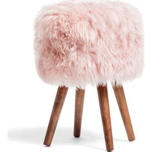 Stolička s růžovým sedákem z ovčí kožešiny Royal Dream, ⌀ 30 cm