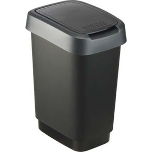 Odpadkový koš z recyklovaného plastu ve stříbrno-černé barvě 10 l Twist - Rotho