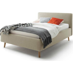Béžová dvoulůžková postel s roštem a úložným prostorem Meise Möbel Mattis, 140 x 200 cm