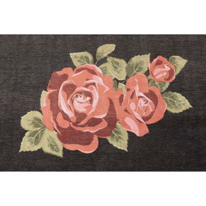 Černý koberec s motivem růží Kare Design, 240 x 170 cm