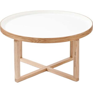 Kulatý stolek s bílou deskou z dubového dřeva Wireworks Round, Ø 66 cm