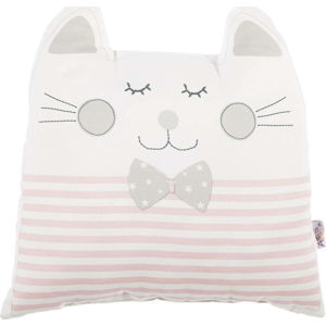 Růžový dětský polštářek s příměsí bavlny Mike & Co. NEW YORK Pillow Toy Big Cat, 29 x 29 cm