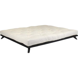Dvoulůžková postel z borovicového dřeva s matrací Karup Design Senza Comfort Mat Black/Natural, 140 x 200 cm