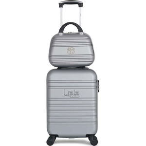 Set šedého skořepinového zavazadla na 4 kolečkách a kosmetického kufříku LPB Aurelia