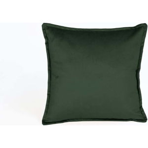 Tmavě zelený sametový polštář Velvet Atelier Tercio, 45 x 45 cm