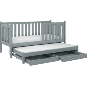 Šedá dětská postel s výsuvným lůžkem s úložným prostorem 70x160 cm Kaja V5 - Lano Meble