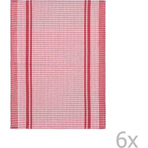 Sada 6 červených bavlněných utěrek Tiseco Home Studio Waffle, 50 x 70 cm
