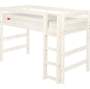 Bílá dětská vyšší postel z borovicového dřeva Flexa Classic, 140 x 200 cm