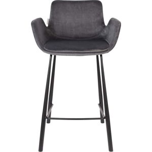 Tmavě šedé sametové barové židle v sadě 2 ks 91,5 cm Brit – Zuiver