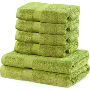 Set 2 bavlněných limetkově zelených osušek a 4 ručníků DecoKing Marina