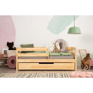 Dětská postel z borovicového dřeva s úložným prostorem v přírodní barvě 80x180 cm Mila CPD – Adeko