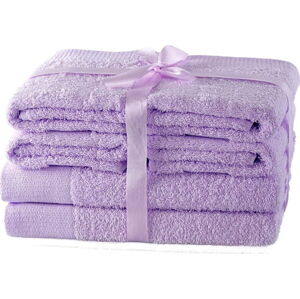 Froté bavlněné ručníky a osušky v levandulové barvě v sadě 6 ks Amari – AmeliaHome