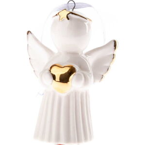 Bílý porcelánový závěsný anděl se srdcem Dakls