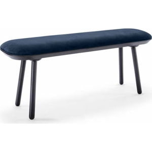 Modro-černá sametová lavice EMKO Naïve, 140 cm
