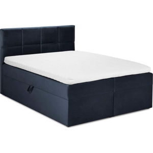 Tmavě modrá sametová dvoulůžková postel Mazzini Beds Mimicry, 200 x 200 cm