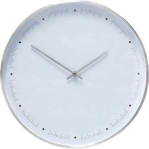 Bílé nástěnné hodiny s rámečkem ve stříbrné barvě Hübsch Ibtre, ø 40 cm