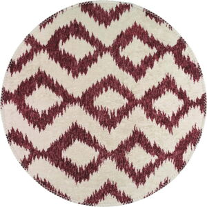 Vínovo-bílý pratelný kulatý koberec ø 80 cm – Vitaus