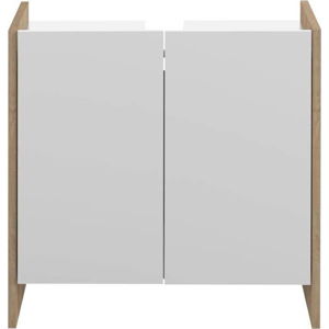 Bílá koupelnová skříňka s hnědým korpusem TemaHome Biarritz, výška 59,2 cm
