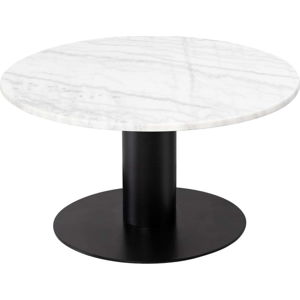 Bílý mramorový konferenční stolek s podnožím v černé barvě RGE Pepo, ⌀ 85 cm