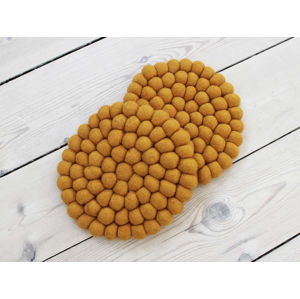 Hořčicově žlutý kuličkový podtácek z vlny Wooldot Ball Coaster, ⌀ 20 cm